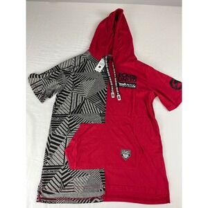 Ecko Unltd Short Sleeve Hoodie Mens S‎ Red Geometric Graphic EO12K903 Streetwear